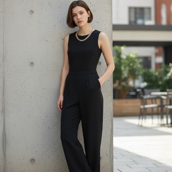 Vintage J for Justify Jumpsuit Retro Disco Black Gold Chain XL - Picture 6 of 6